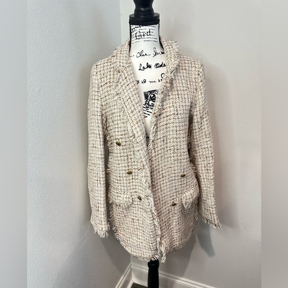 Tweed Cream Jacket Size Large - Picture 1 of 9